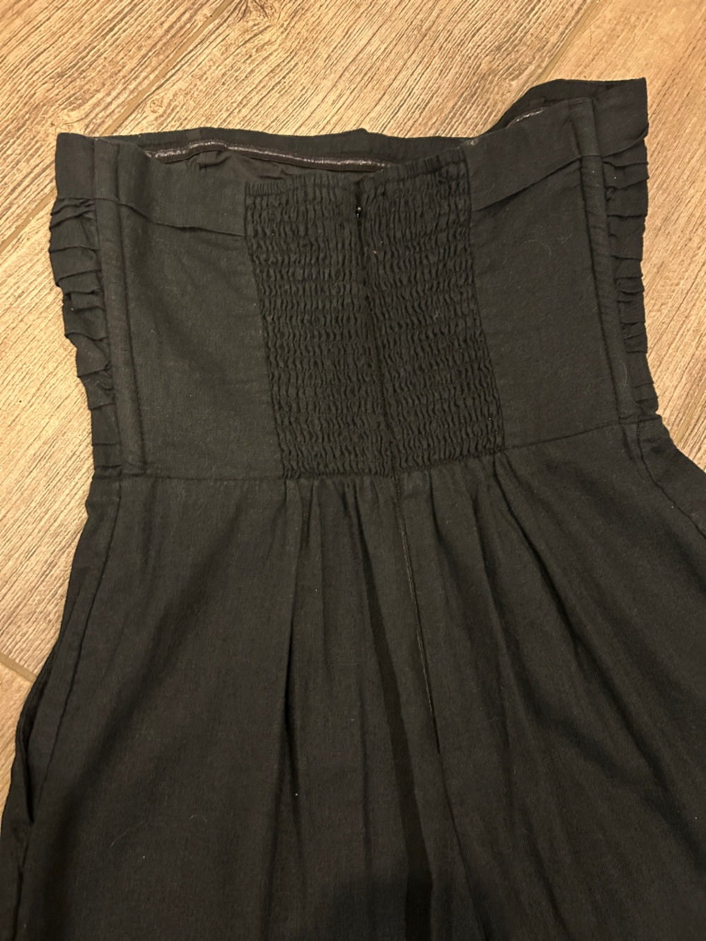 Abercrombie & Fitch Black Strapless Wide-Leg Jumpsuit- Linen and Cotton Blend - Picture 12 of 16